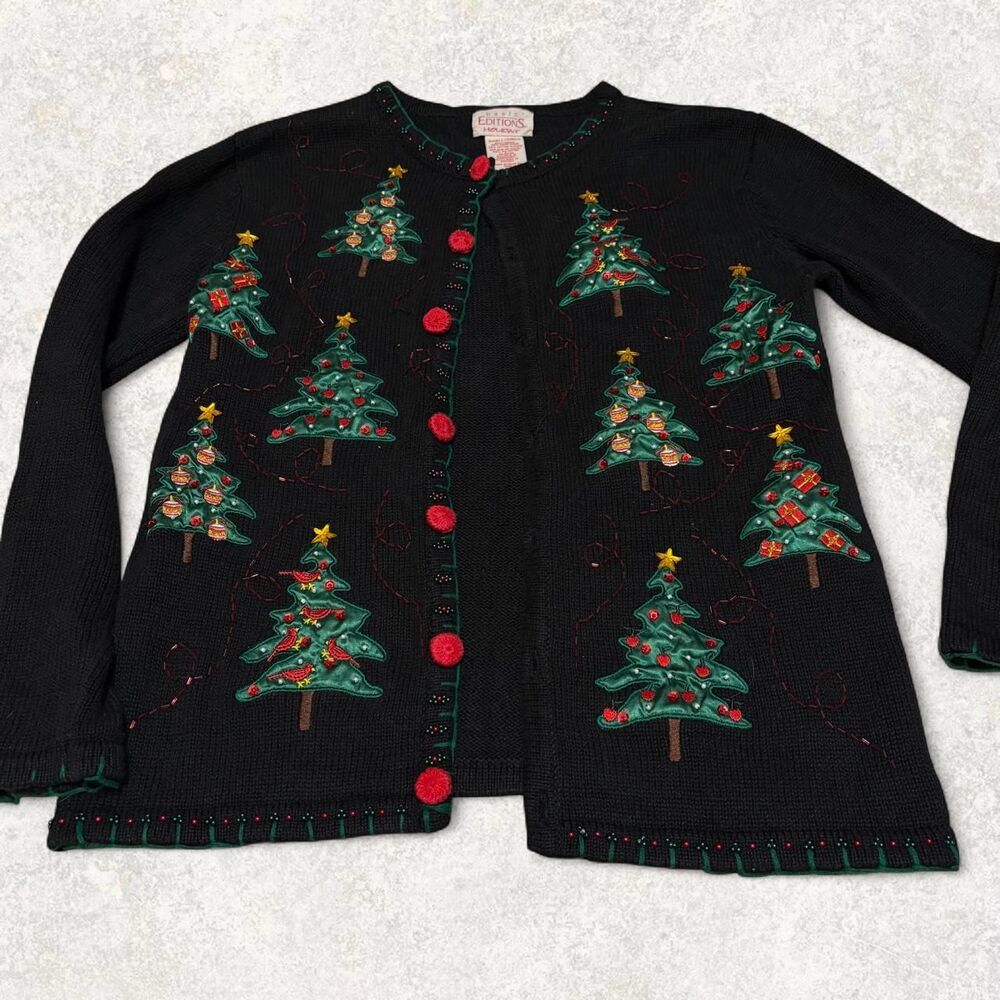 Vintage 90s Christmas Holiday Party Cardigan Sweater
